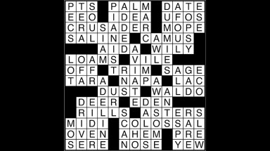 Crossword puzzle answers: May 24, 2018