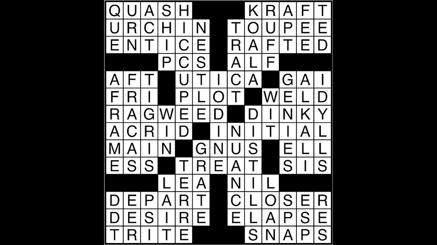 Crossword puzzle answers: May 25, 2018