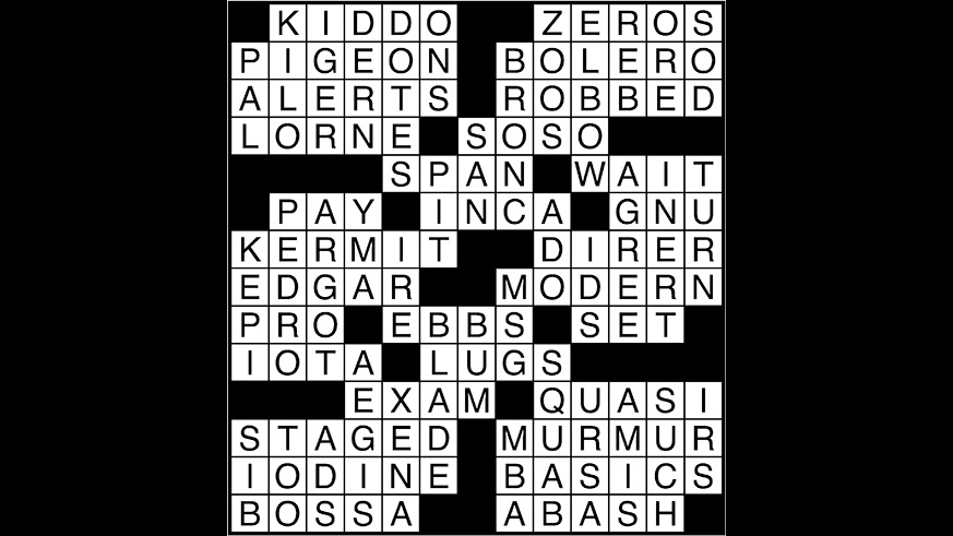 Crossword puzzle answers: May 3, 2018