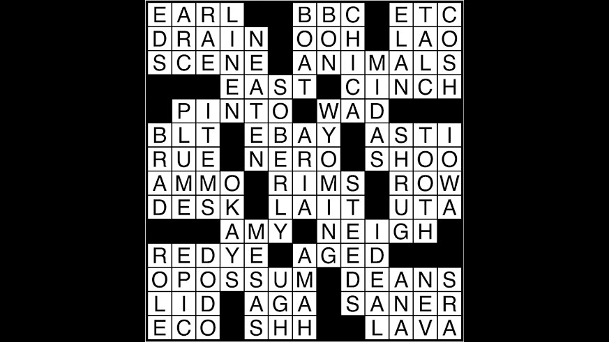 Crossword puzzle answers: May 4, 2018