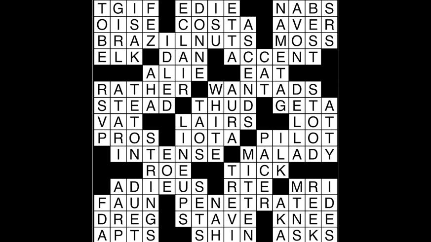 Crossword puzzle answers: April 10, 2017