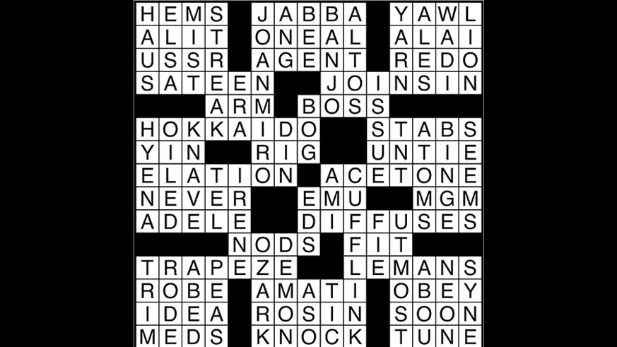 Crossword puzzle answers: April 11, 2017