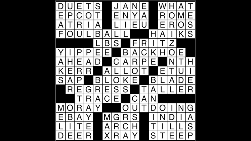 Crossword puzzle answers, April 17, 2017