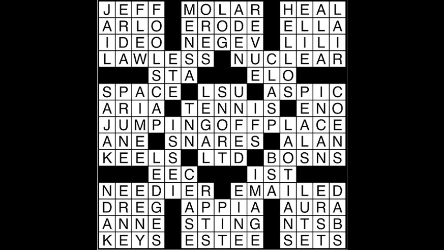 Crossword puzzle answers: April 19, 2017