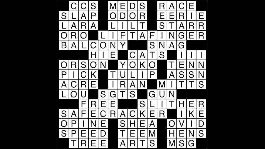 Crossword puzzle answers: April 20, 2017