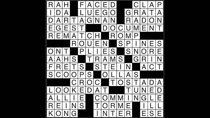 Crossword puzzle answers: April 21, 2017