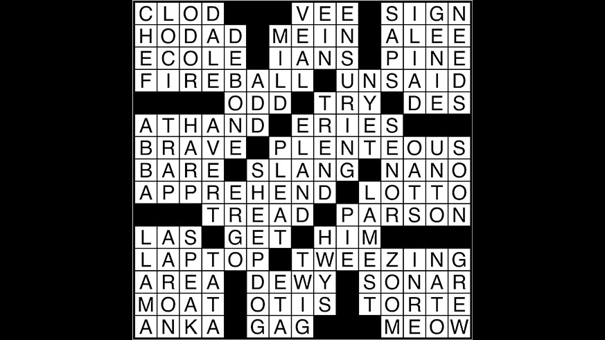 Crossword puzzle answers: April 24, 2017