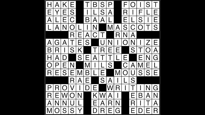 Crossword puzzle answers: April 26, 2017