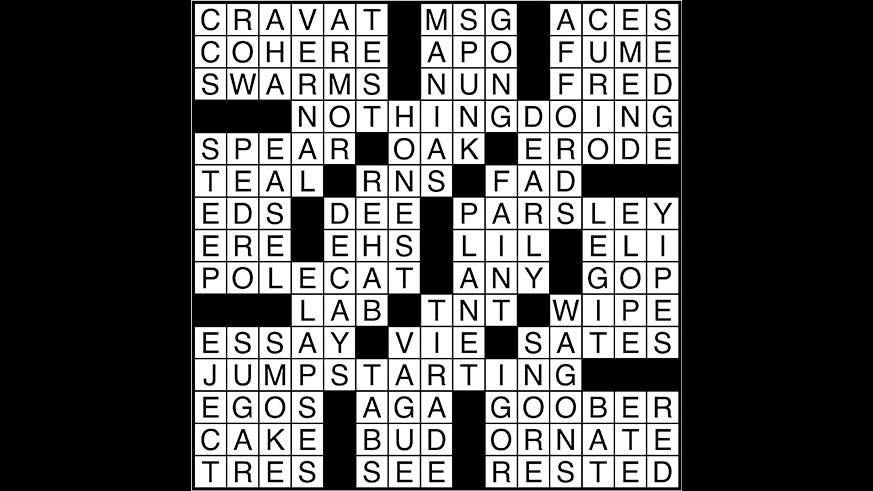 Crossword puzzle answers: April 28, 2017