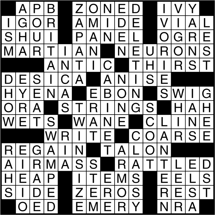 Crossword puzzle answers: April 3, 2017