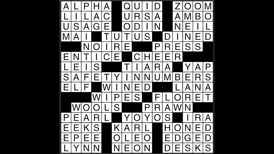 Crossword puzzle answers: April 6, 2017