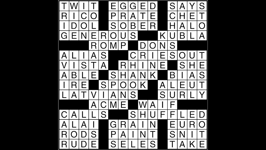 Crossword puzzle answers: April 7, 2017