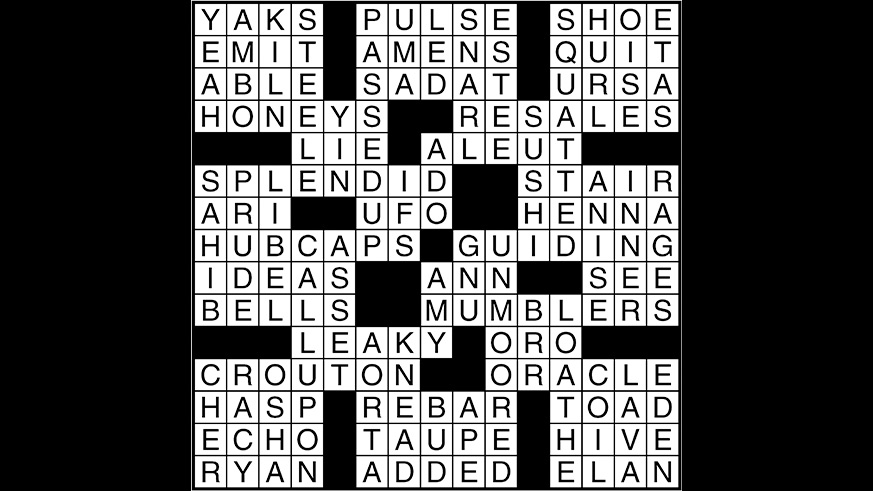 Crossword puzzle answers: August 15, 2017