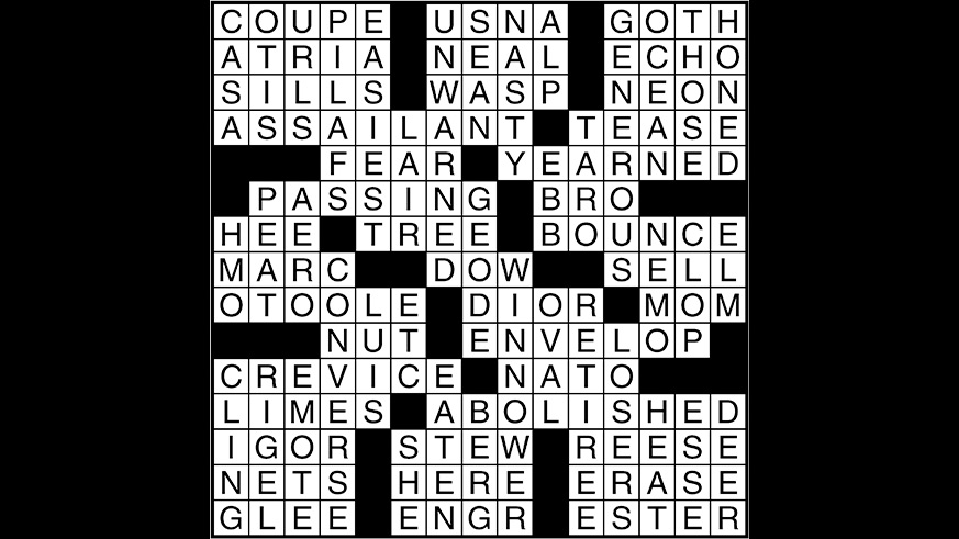 Crossword puzzle answers: August 4, 2017