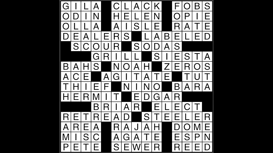 Crossword puzzle answers: August 8, 2017