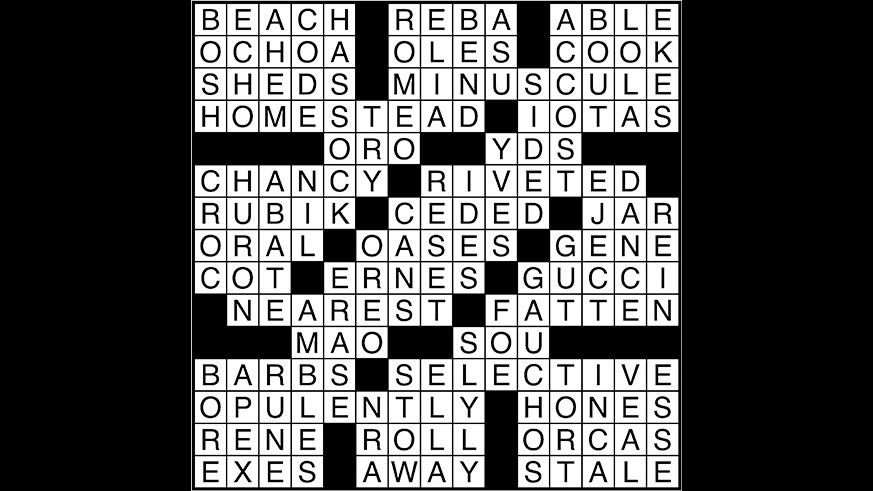 Crossword puzzle answers: December 12, 2017