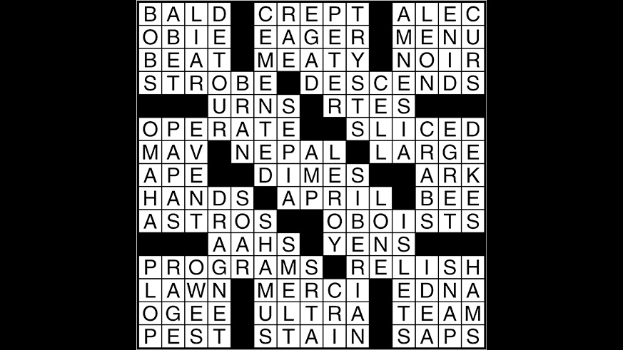 Crossword puzzle answers: December 28, 2017