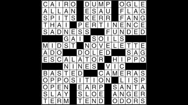 Crossword puzzle answers: February 1, 2018