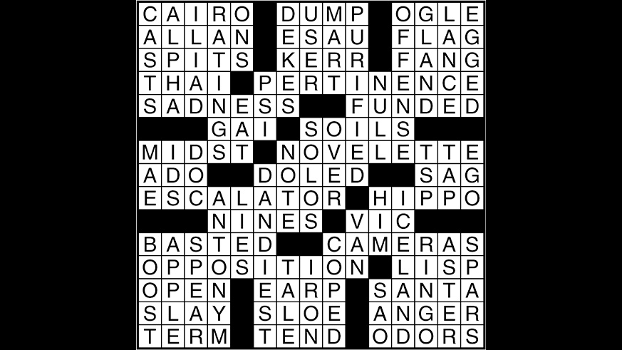 Crossword puzzle answers: February 1, 2018