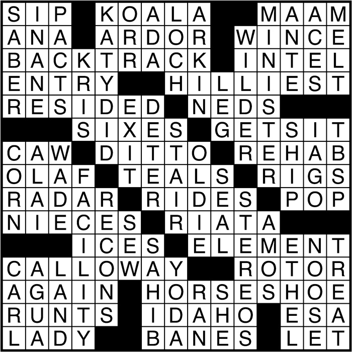 Crossword puzzle answers: February 10, 2017
