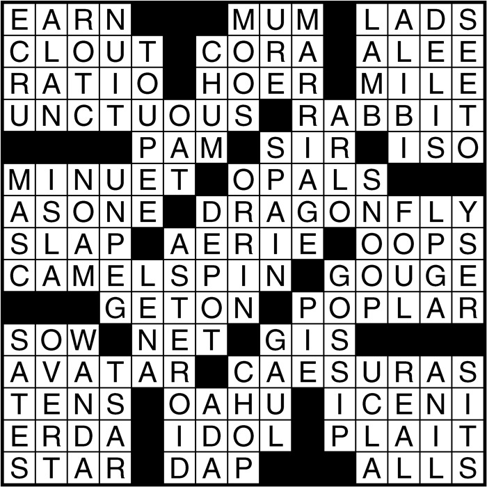 Crossword puzzle answers: February 13, 2017