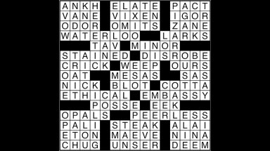 Crossword puzzle answers: February 14, 2018