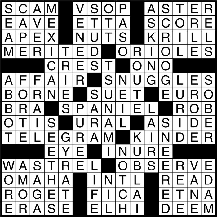 Crossword puzzle answers: February 15, 2017