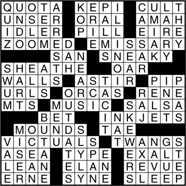 Crossword puzzle answers: February 16, 2017