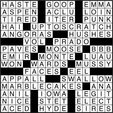 Crossword puzzle answers: February 22, 2017