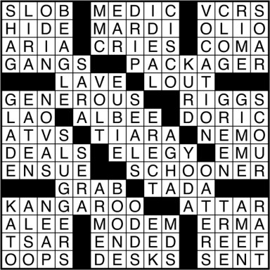Crossword puzzle answers: February 24, 2017