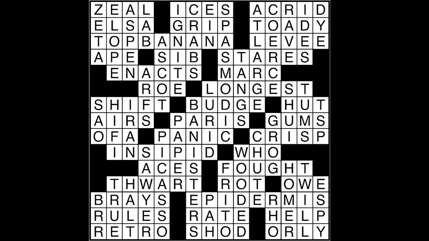 Crossword puzzle answers: February 27, 2018