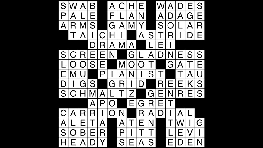 Crossword puzzle answers: February 28, 2018