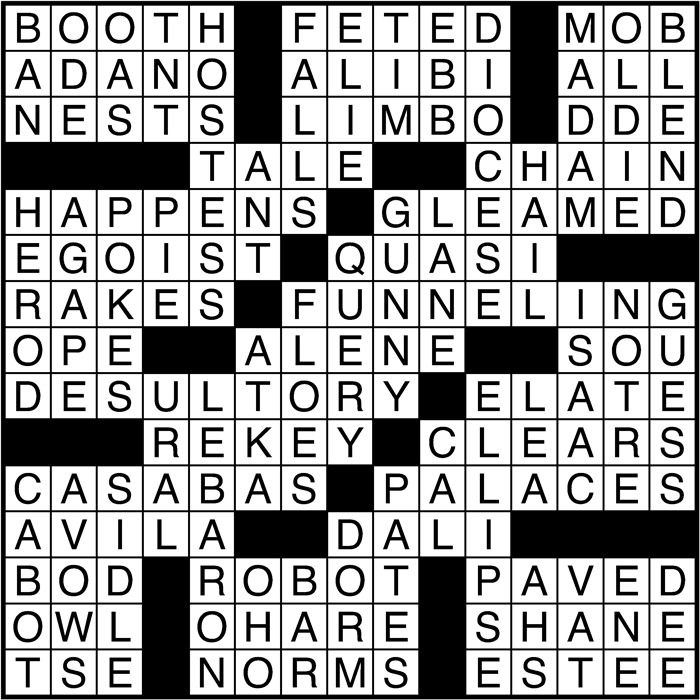 Crossword puzzle answers: February 3, 2017