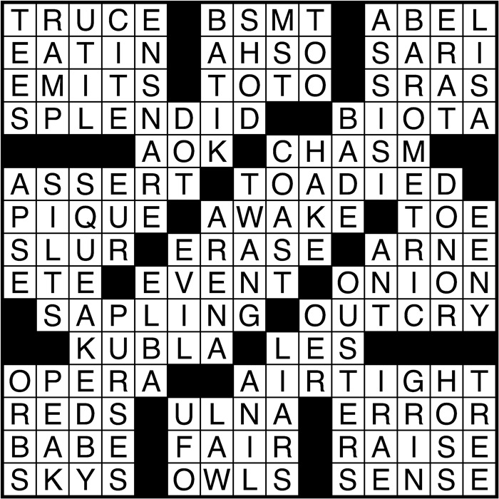 Crossword puzzle answers: February 6, 2017