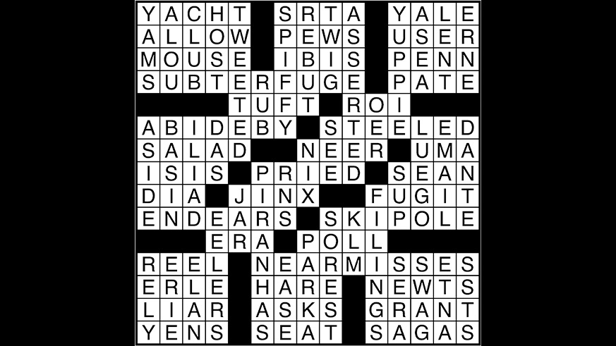 Crossword puzzle answers: February 7, 2018