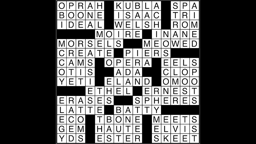 Crossword puzzle answers: January 10, 2018