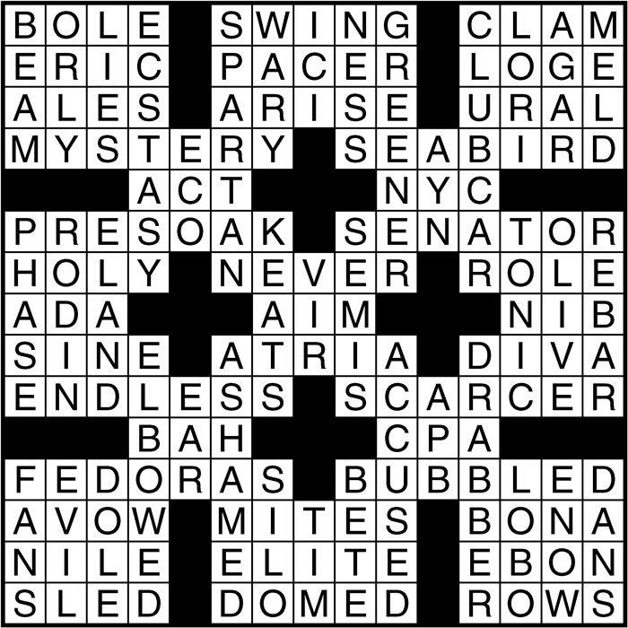 Crossword puzzle answers: January 12, 2017