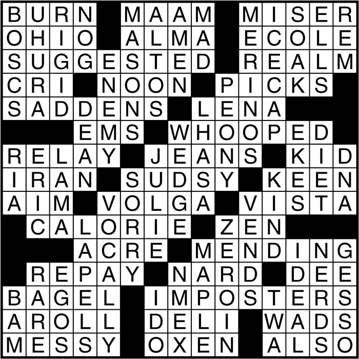 Crossword puzzle answers: January 17, 2017