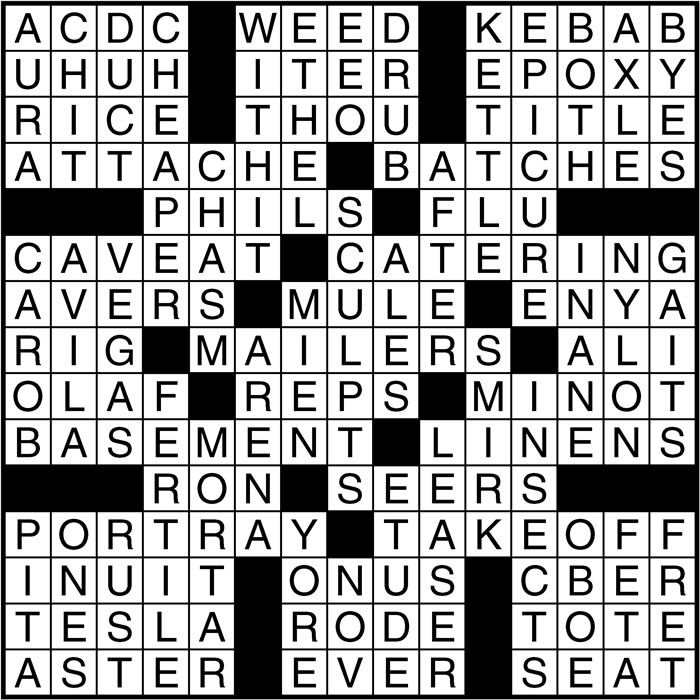Crossword puzzle answers: January 18, 2017