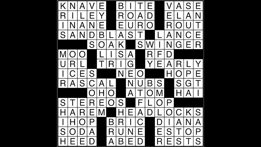 Crossword puzzle answers: January 23, 2018