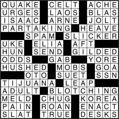 Crossword puzzle answers: January 25, 2017
