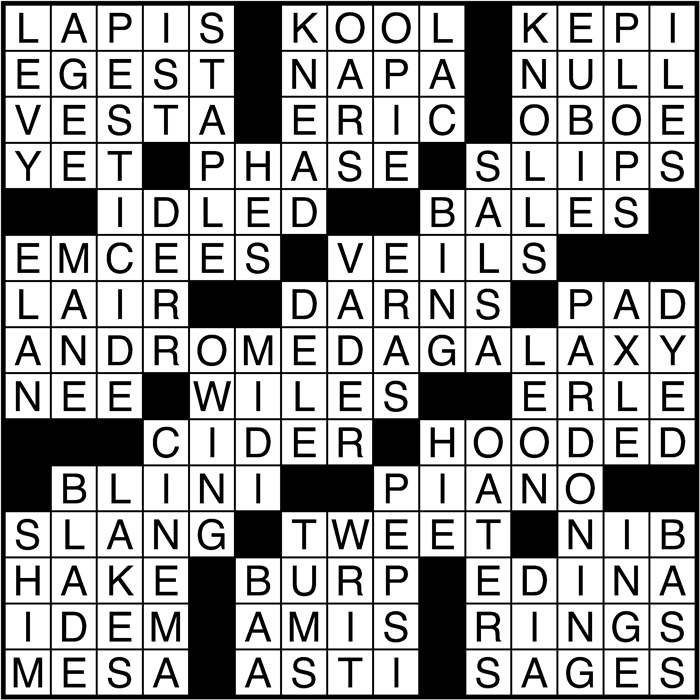 Crossword puzzle answers: January 26, 2017