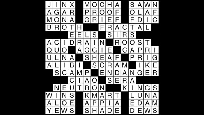Crossword puzzle answers: January 26, 2018 - Metro US