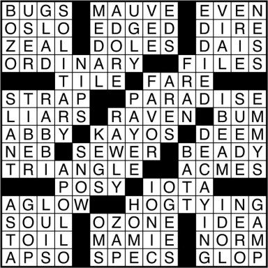 Crossword puzzle answers: January 27, 2017