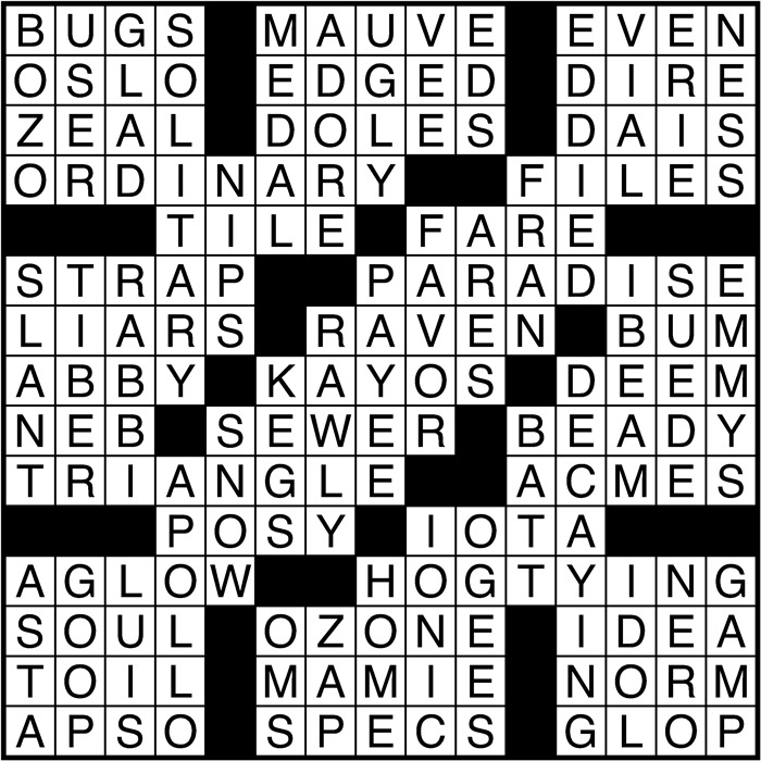 Crossword puzzle answers: January 27, 2017