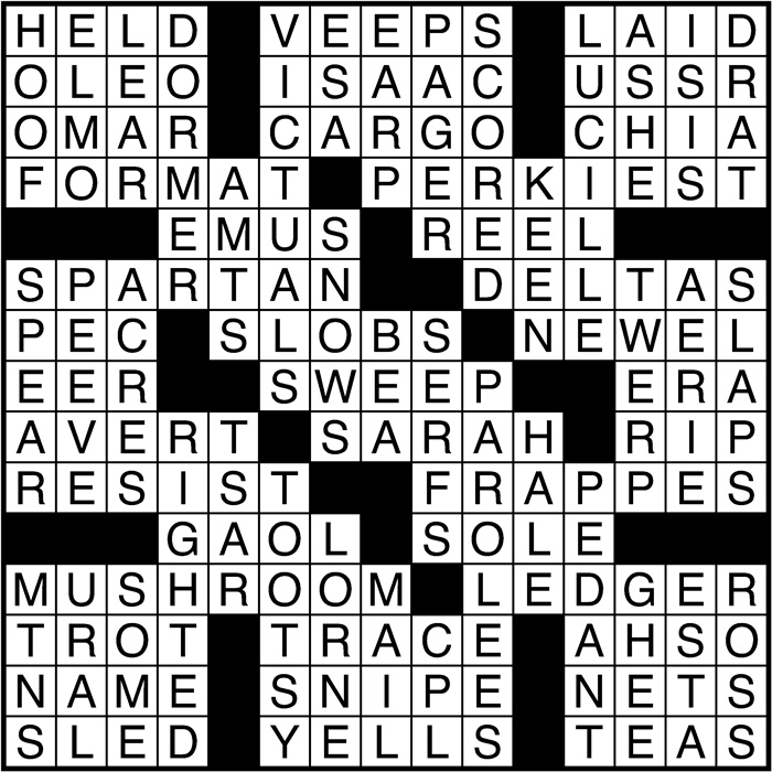 Crossword puzzle answers: January 6, 2017