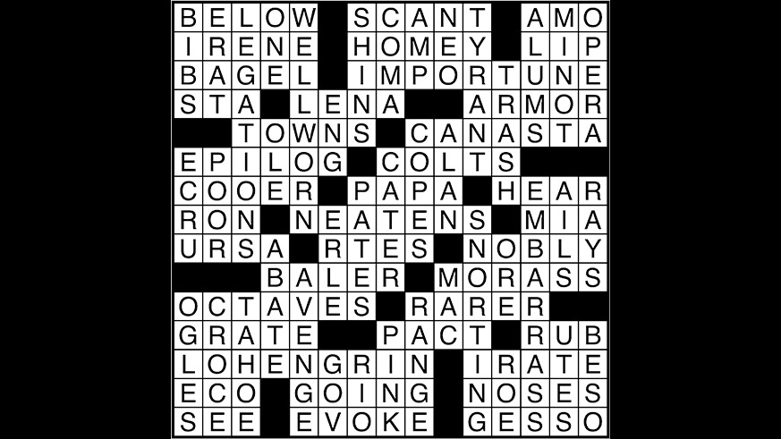 Crossword puzzle answers: July 11, 2017