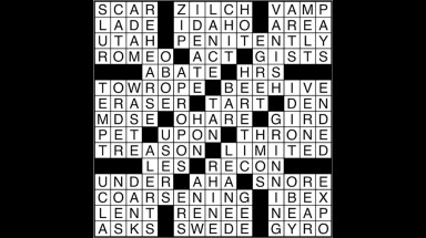 Crossword puzzle answers: July 19, 2017