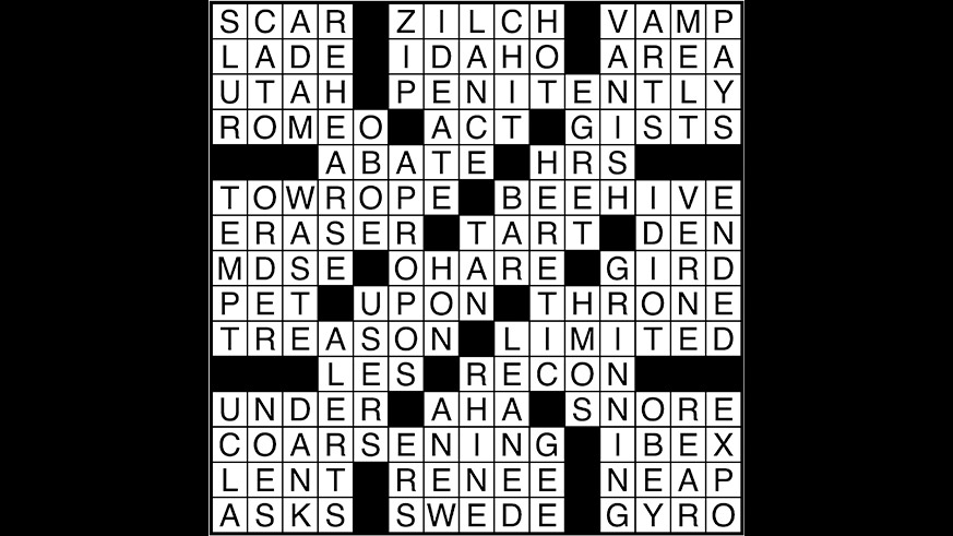 Crossword puzzle answers: July 19, 2017