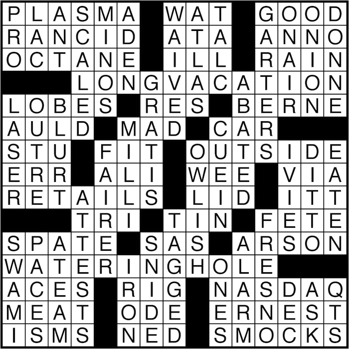 Crossword puzzle answers: July 19, 2016